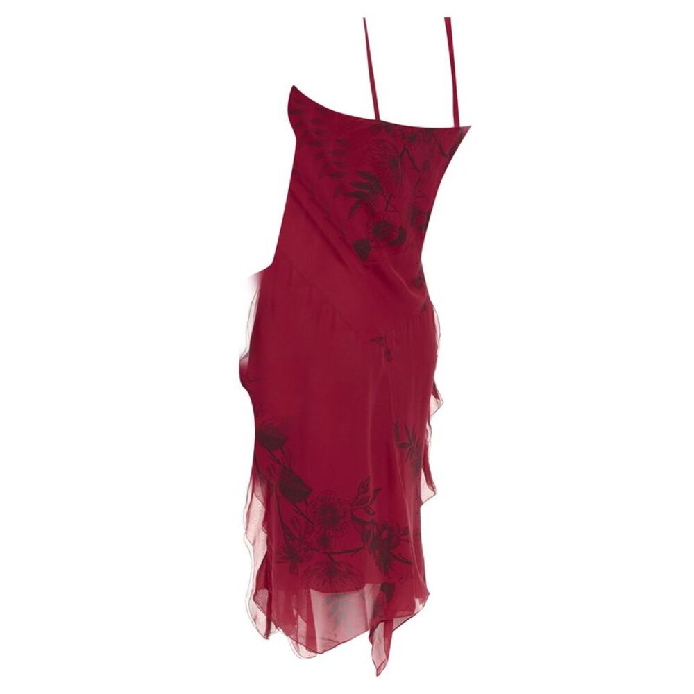 CHRISTIAN DIOR 2006 John Galliano Vintage Runway red silk floral dress FR40 M - Picture 6 of 8